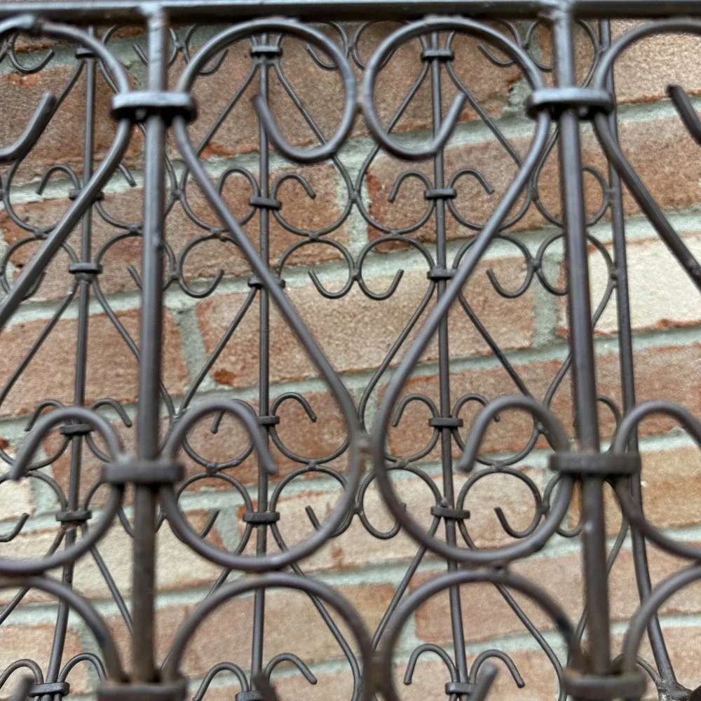 Magazine Rack Bronzed Wire Wrought Iron Heart Scroll Vintage Log Rack Cottage